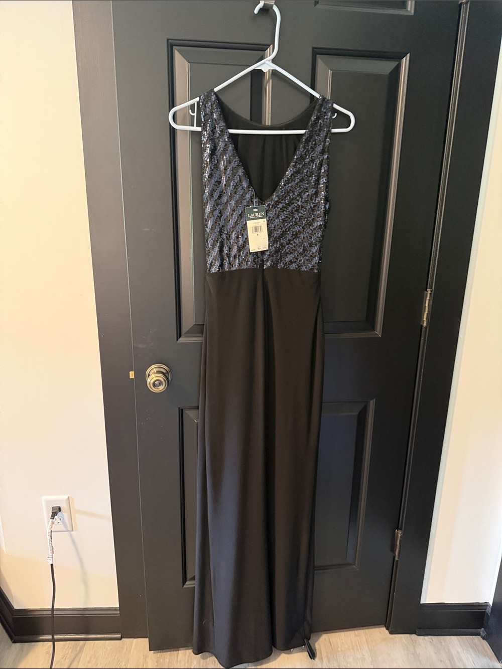 Ralph Lauren Navy Maxi Dress with Sequined Bodice